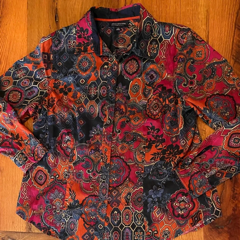 Jones New York Signature Woman Set of TWO Long Sleeved Button Up Blouses, Sz 2X - Picture 6 of 10
